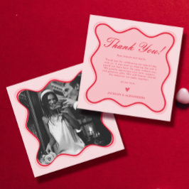 Funky Valentine Foto Red and Pink Wedding Dankeskarte