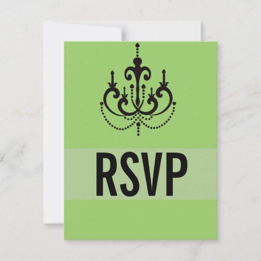 Funky Vegas Style Wedding RSVP Cards, grün (Vorderseite)