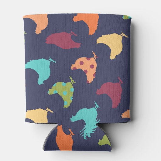 Funky Vielfarbiges Hühnermuster Dosenkühler (Rückseite)