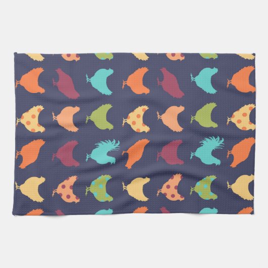 Funky Vielfarbiges Hühnermuster Handtuch (Horizontal)