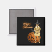 Funky Vintag Girl Hexe Halloween Magnet (Vorderseite/Rückseite)