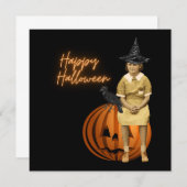 Funky Vintag Girl Hexenflatkarte (Vorne/Hinten)