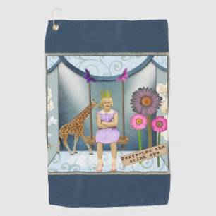 Funky Vintag Kid Altered Art Collage Golfhandtuch