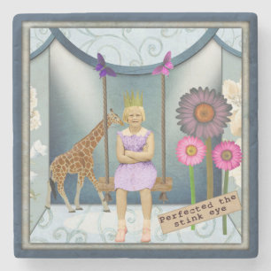 Funky Vintag Kid Altered Art Collage Steinuntersetzer