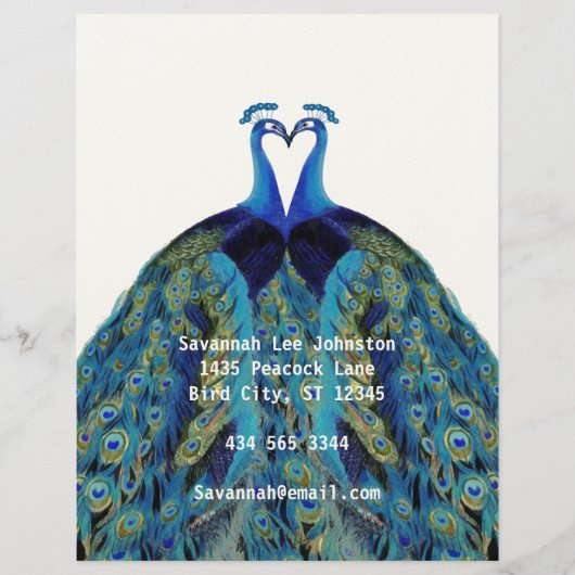 Funky Vintag Peacocks Kissing Letterhead Briefkopf (Vorderseite)