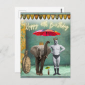 Funky Vintag Strongman 40. Geburtstag Postkarte (Vorne/Hinten)