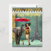 Funky Vintag Woman 50. Geburtstag Postkarte (Vorne/Hinten)