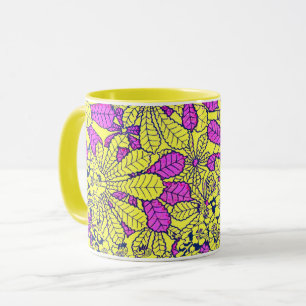 Funky Vintage Blumen Lila Gelbe Tasse