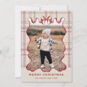 Funky Vintage Christmas Red Bow Coquette5 Photo Feiertagskarte (Vorderseite)