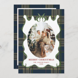 Funky Vintage Christmas Red Bow Coquette5 Photo Feiertagskarte