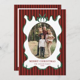 Funky Vintage Christmas Sage Bow Coquette5 Photo Feiertagskarte