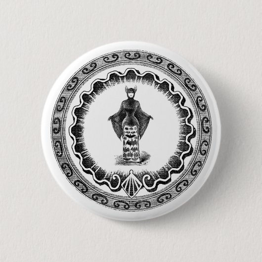 Funky Vintage Fledermaus-Frau Button (Vorderseite)