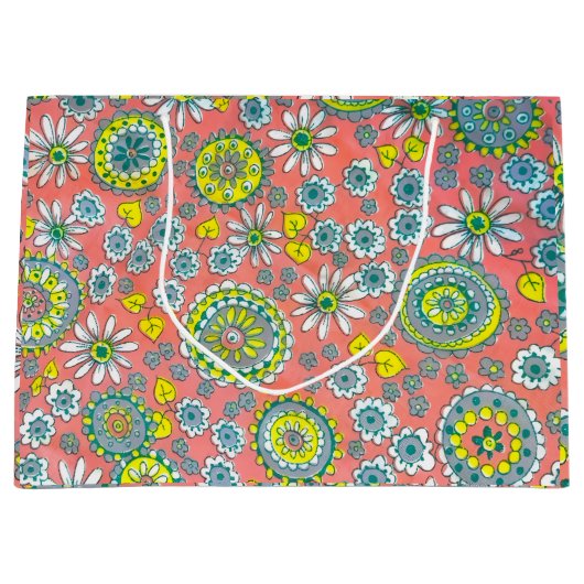 Funky vintage floral gift bag große geschenktüte (Vorderseite)