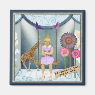 Funky Vintage Kid Veränderte Kunst Collage Magnet
