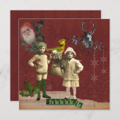 Funky Vintage Weihnachtscollagen-Weihnachtskarte Feiertagskarte (Vorne/Hinten)