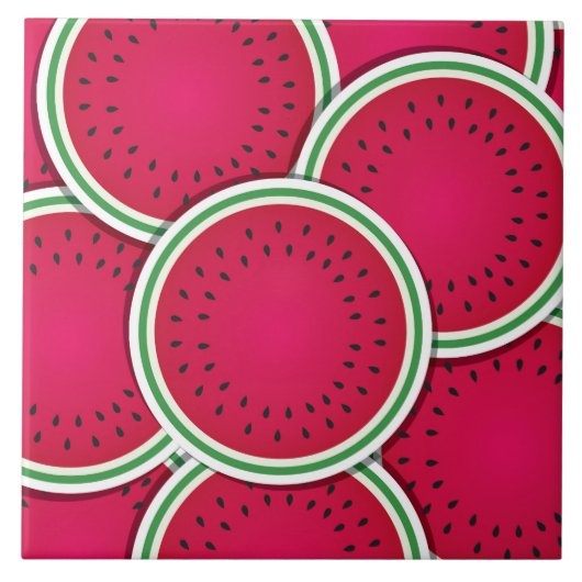 Funky Wassermelon-Scheiben Fliese (Vorderseite)
