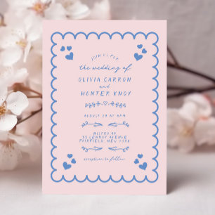 Funky Wave Doodle Illustrierte handgeschriebene Ho Einladung