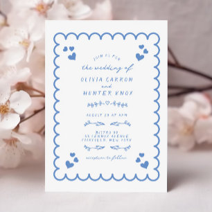 Funky Wave Doodle Illustrierte handgeschriebene Ho Einladung