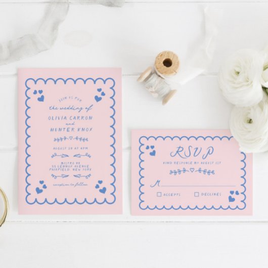 Funky Wave Doodle Illustrierte handgeschriebene Ho Einladung