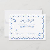 Funky Wave Doodle Illustrierte handgeschriebene Ho RSVP Karte (Vorderseite)