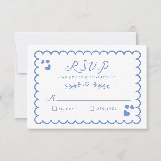 Funky Wave Doodle Illustrierte handgeschriebene Ho RSVP Karte (Vorderseite)