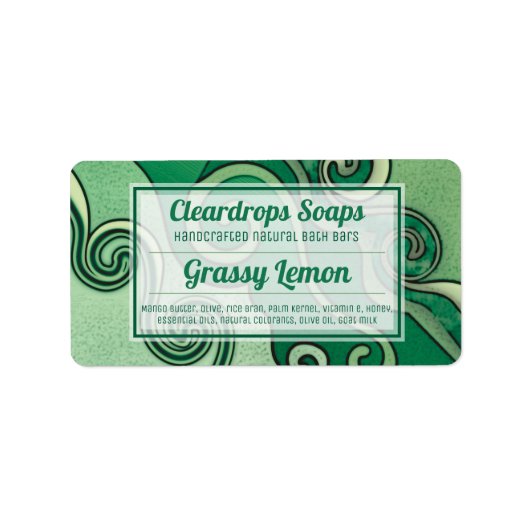 Funky waves green handmade soap personalisiert adressaufkleber (Vorne)