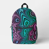 Funky Waves Print Bedruckter Rucksack (Vorderseite)