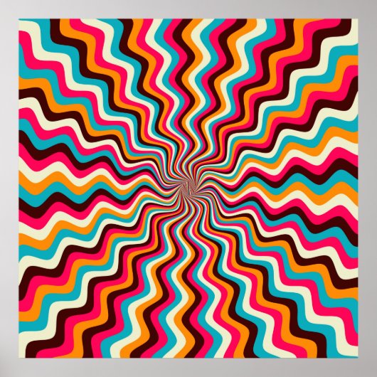 Funky wavy, vielfarbig, sonnenburst background art poster (Vorne)