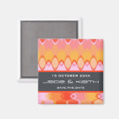 Funky Wellen | 03 * rosa gelb-orangee | retten Magnet (Vorderseite/Rückseite)