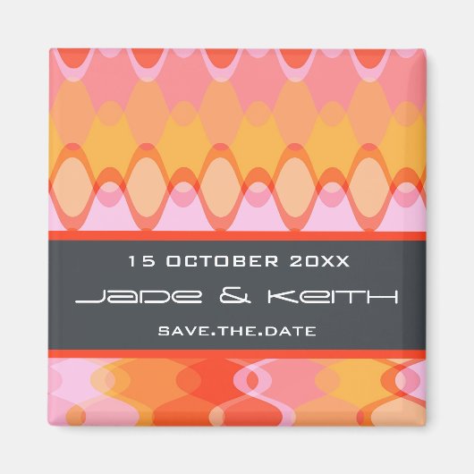 Funky Wellen | 03 * rosa gelb-orangee | retten Magnet (Vorne)