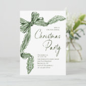 Funky Whimsical Christmas Green Bow Holiday Party Einladung (Stehend Vorderseite)