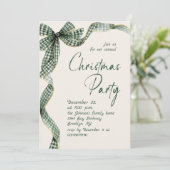 Funky Whimsical Christmas Green Bow Holiday Party Einladung (Stehend Vorderseite)