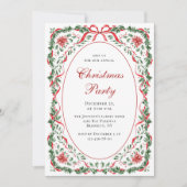 Funky Whimsical Christmas Red Bow Holiday Party Einladung (Vorderseite)