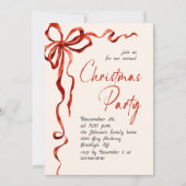 Funky Whimsical Christmas Red Bow Holiday Party Einladung (Vorderseite)