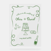 Funky Whimsical Hand Letted Illustriert Sign Acrylschild (Vorderseite)