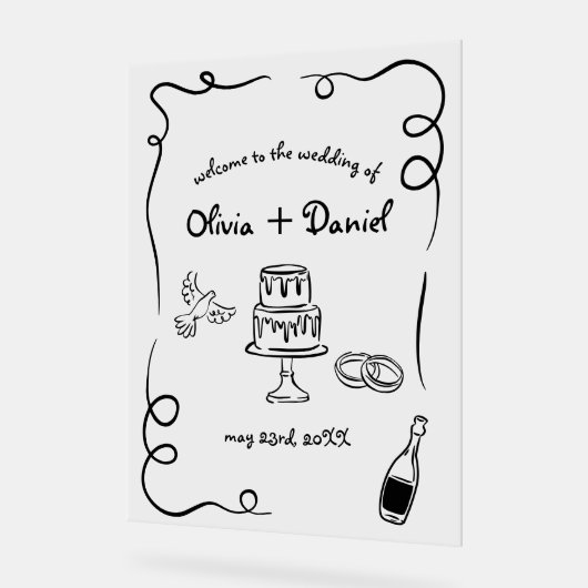 Funky Whimsical Hand Letted Illustriert Sign Acrylschild (Winkel)