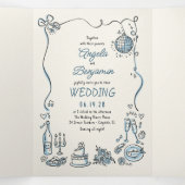 Funky Whimsical handgezeichnet modernes HochzeitsF Dreifach Gefaltete Einladung (Innenseite Mitte)