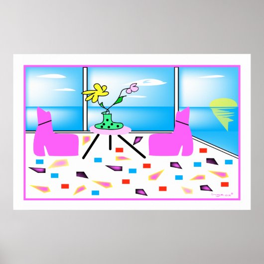 Funky Whimsical Miami Colorful Poster (Vorne)