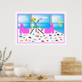 Funky Whimsical Miami Colorful Poster (Küche)