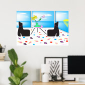 Funky Whimsical Ocean View farbenfroh Poster (Heimbüro)