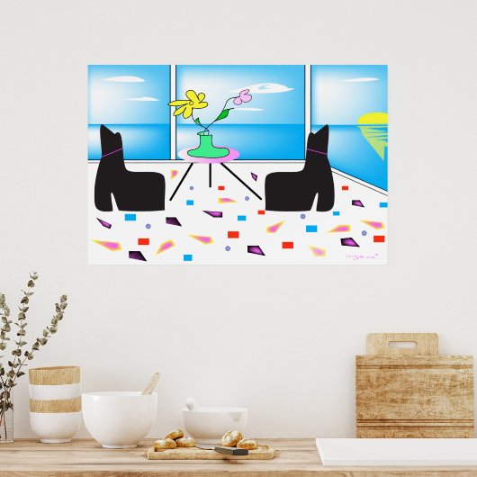 Funky Whimsical Ocean View farbenfroh Poster (Küche)