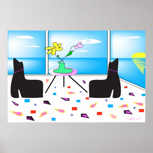 Funky Whimsical Ocean View farbenfroh Poster (Vorne)