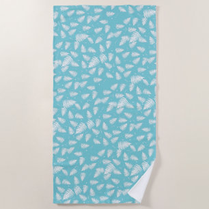 Funky White Fern Pattern Beach Handtuch