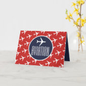 Funky White Flugzeug Pilot Aviation Grußkarte Karte (Gelbe Blume)