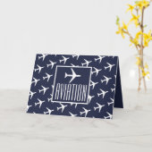 Funky White Flugzeug Pilot Aviation Grußkarte Karte (Gelbe Blume)