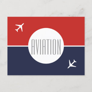 Funky White Flugzeug Pilot Aviation Postcard Ankündigungspostkarte