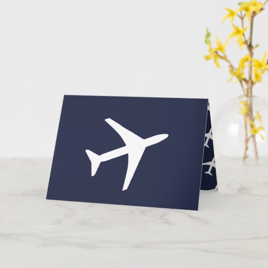 Funky White Flugzeug Pilot Flying Greeting Card Karte (Gelbe Blume)