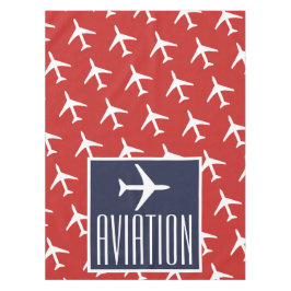 Funky White Flugzeug Red Blue Pilot Aviation Tischdecke