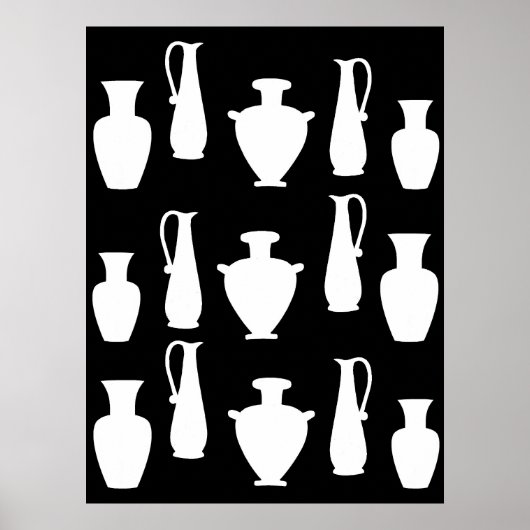 Funky White Old Greece Vases Jars Poster (Vorne)
