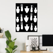 Funky White Old Greece Vases Jars Poster (Heimbüro)